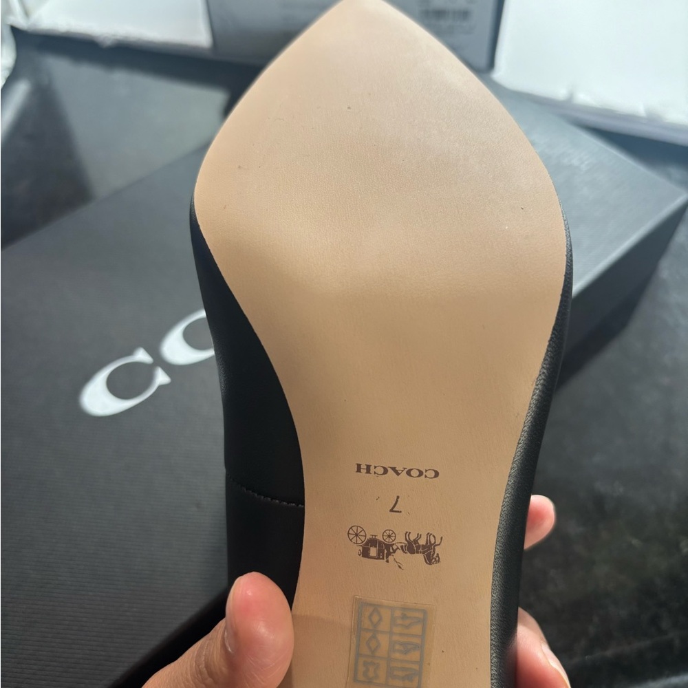 COACH Black Leather Wiley Pointed Toe Stiletto Pump - Picture 7 of 8